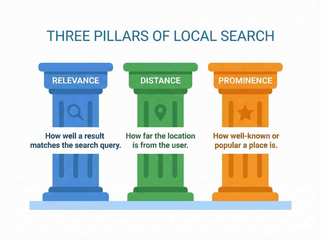 Google Maps ranking factors relevance distance prominence